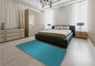 Patterned Dark Turquoise Green Rug in a Bedroom, pat1679lblu