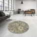 Round Patterned Khaki Gold Novelty Rug in a Office, pat167