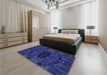 Patterned Blue Rug in a Bedroom, pat168blu