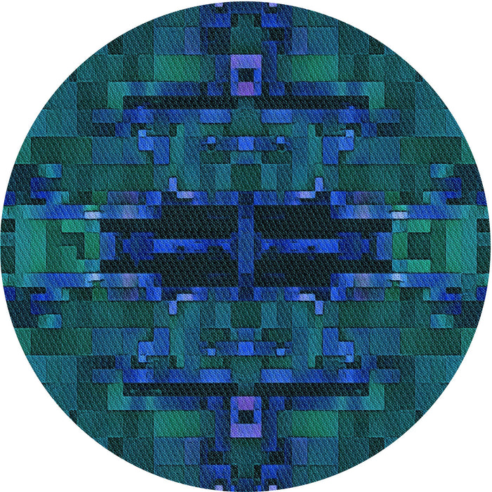 Square Patterned Dark Cyan Green Rug, pat168lblu