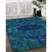 Patterned Dark Cyan Green Rug in Family Room, pat168lblu