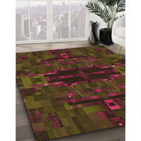 Patterned Dark Bronze Brown Rug, pat168org