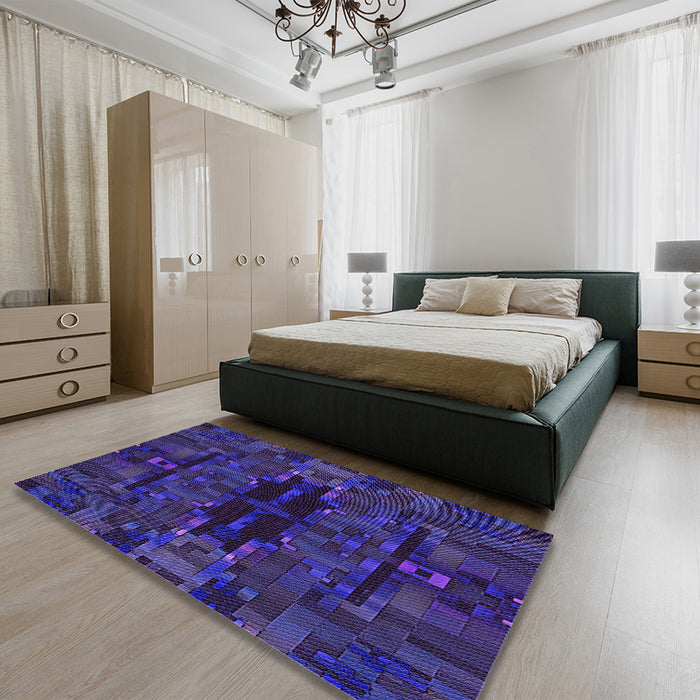 Patterned Amethyst Purple Rug in a Bedroom, pat168pur