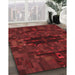 Patterned Dark Red Rug in Family Room, pat168rd