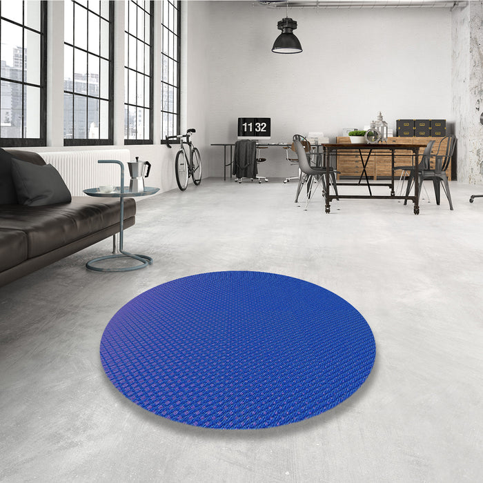 Round Patterned Blue Rug in a Office, pat1680lblu