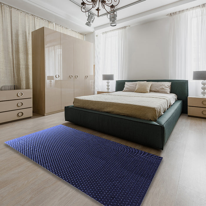 Patterned Night Blue Rug in a Bedroom, pat1681blu