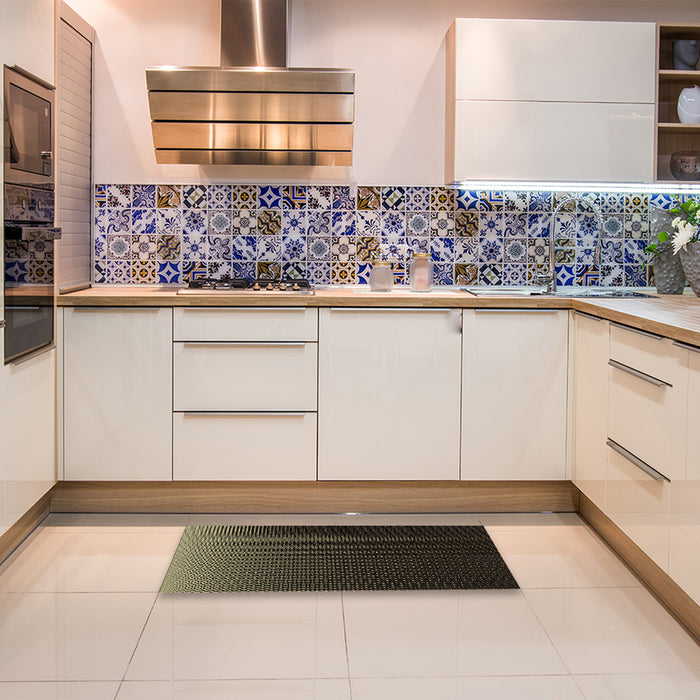 Patterned Black Rug in a Kitchen, pat1681brn