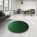 Round Patterned Black Rug in a Office, pat1681grn