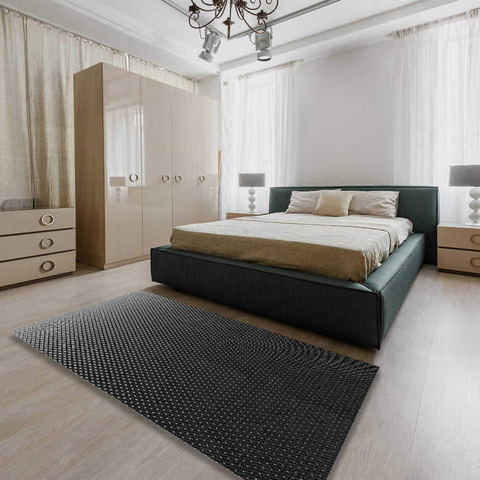 Patterned Black Rug in a Bedroom, pat1681gry