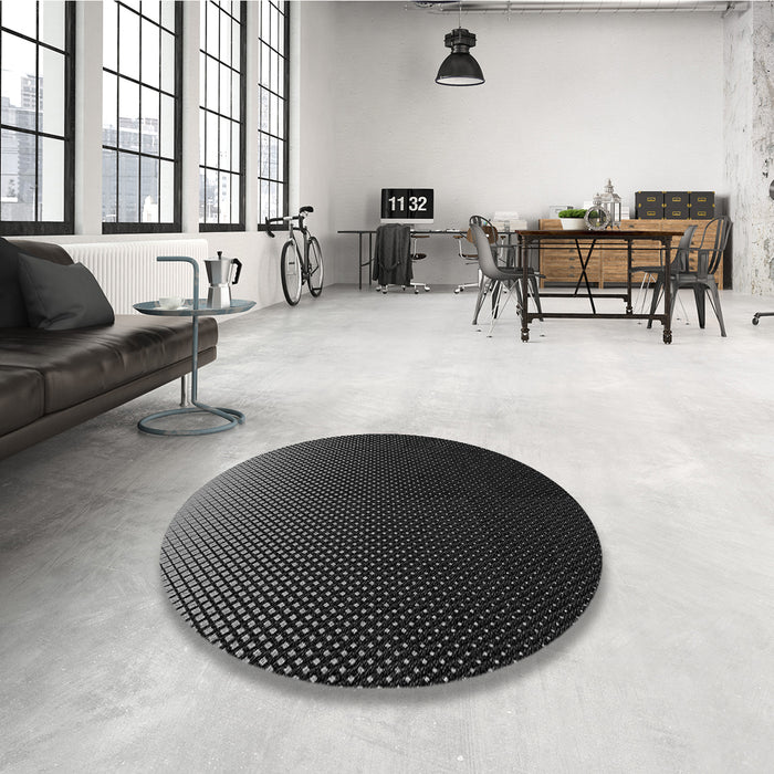 Round Patterned Black Rug in a Office, pat1681gry