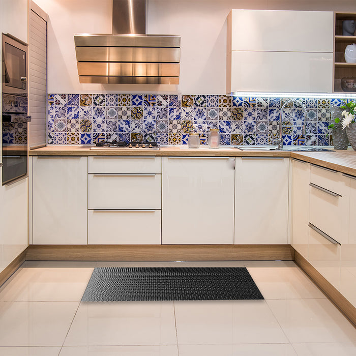 Patterned Black Rug in a Kitchen, pat1681gry