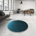 Round Patterned Black Rug in a Office, pat1681lblu