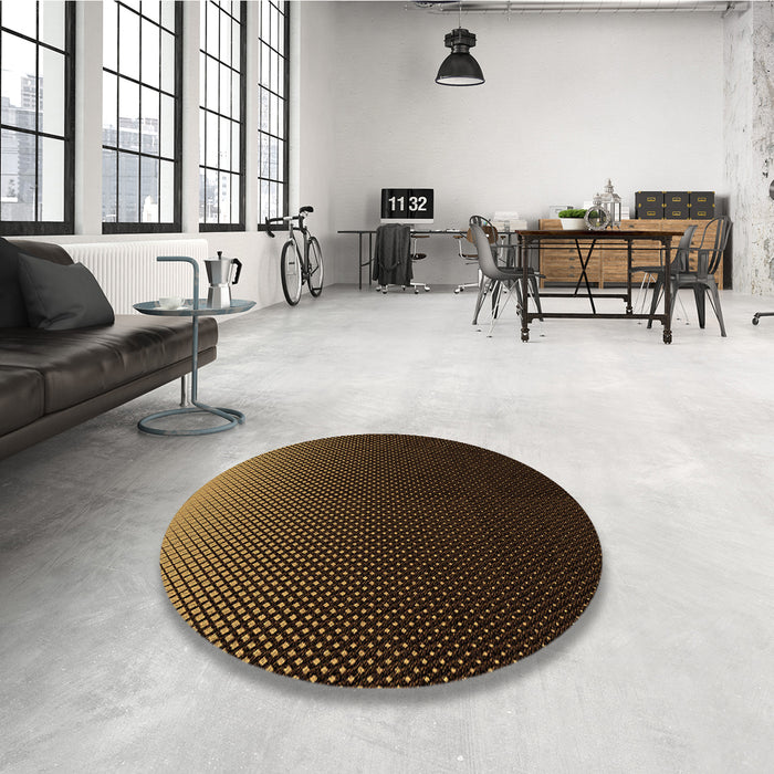 Round Patterned Midnight Gray Rug in a Office, pat1681org