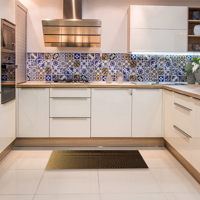 Patterned Midnight Gray Rug in a Kitchen, pat1681org