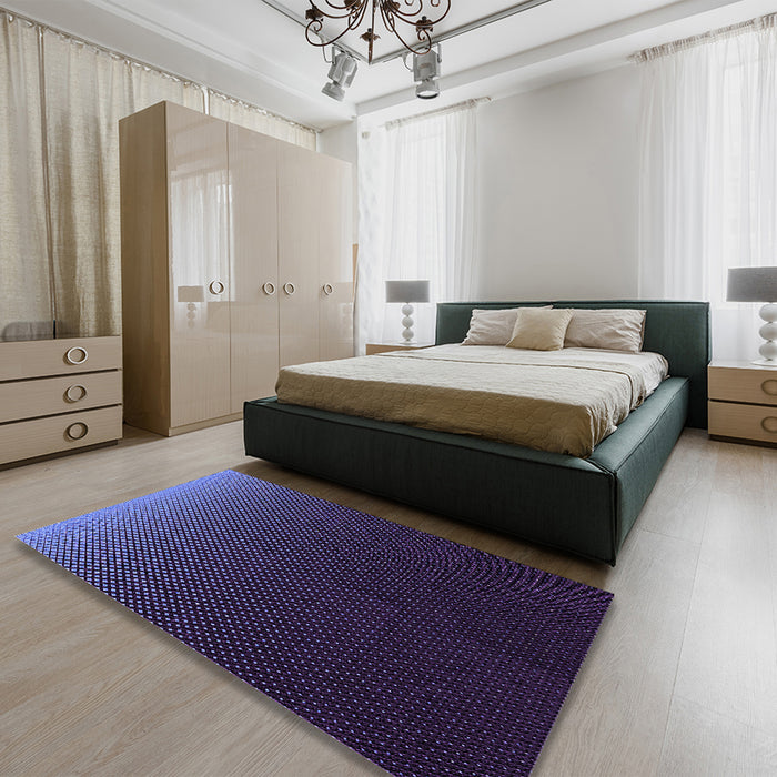 Patterned Slate Blue Rug in a Bedroom, pat1681pur