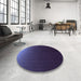 Round Patterned Slate Blue Rug in a Office, pat1681pur