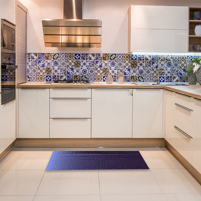 Patterned Slate Blue Rug in a Kitchen, pat1681pur