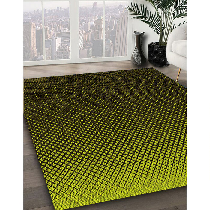 Patterned Black Rug in Family Room, pat1681yw