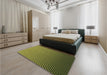 Round Machine Washable Transitional Dark Forest Green Rug in a Office, wshpat1682brn