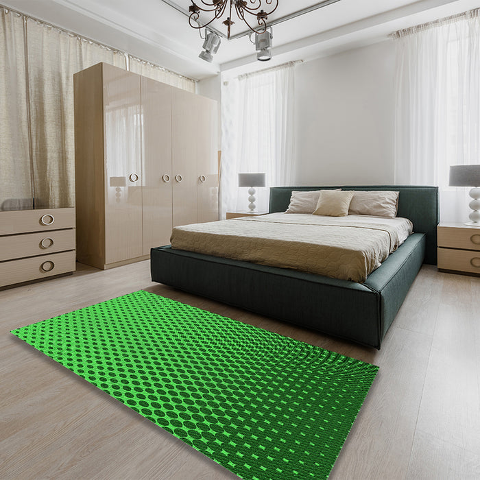 Round Machine Washable Transitional Green Rug in a Office, wshpat1682grn