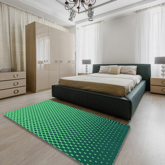 Round Machine Washable Transitional Spring Green Rug in a Office, wshpat1682lblu