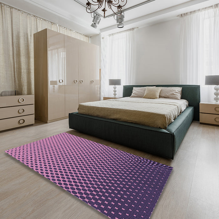 Round Machine Washable Transitional Purple Rug in a Office, wshpat1682pur