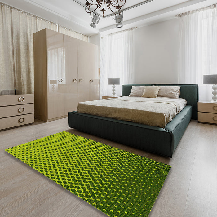 Round Machine Washable Transitional Pistachio Green Rug in a Office, wshpat1682yw