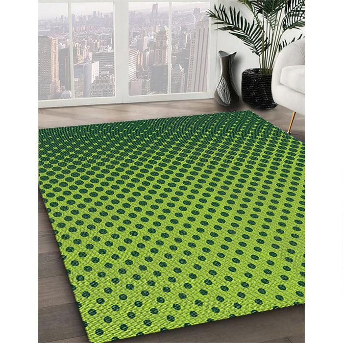 Patterned Green Abstract Machine Washable Rug in a Family Room, wshpat1682