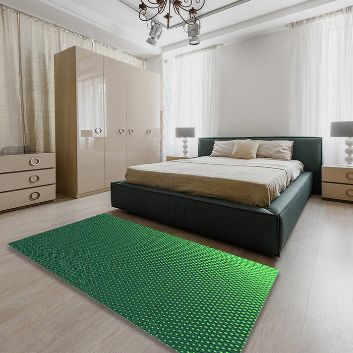 Round Machine Washable Transitional Deep Teal Green Rug in a Office, wshpat1683grn
