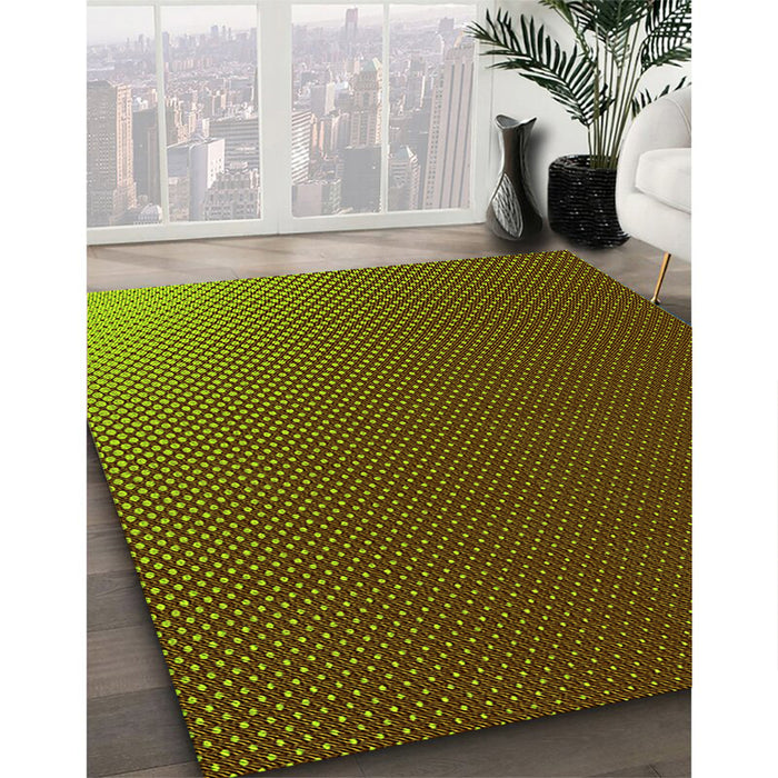 Machine Washable Transitional Dark Yellow Green Rug in a Family Room, wshpat1683yw