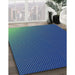 Patterned Cobalt Blue Abstract Machine Washable Rug in a Family Room, wshpat1683