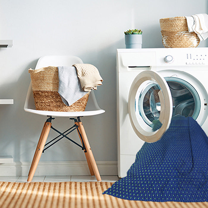 Patterned Cobalt Blue Abstract Machine Washable Rug in a Washing Machine, wshpat1683