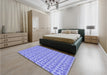 Round Machine Washable Transitional Jeans Blue Rug in a Office, wshpat1684blu