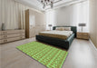 Round Machine Washable Transitional Olive Green Rug in a Office, wshpat1684grn