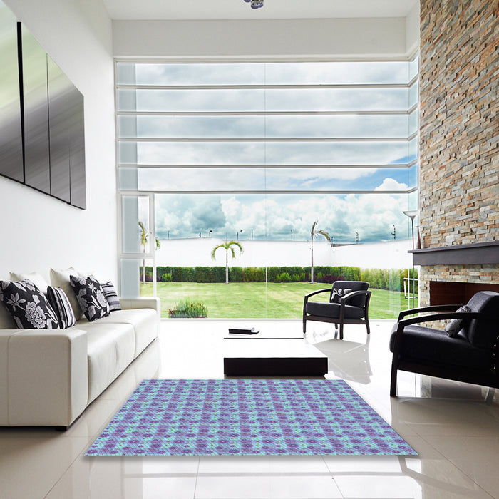 Machine Washable Transitional Denim Blue Rug in a Kitchen, wshpat1684lblu