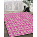 Patterned Deep Pink Abstract Machine Washable Rug in a Family Room, wshpat1684