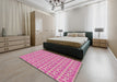 Patterned Deep Pink Abstract Machine Washable Rug in a Bedroom, wshpat1684