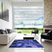 Square Patterned Denim Dark Blue Rug in a Living Room, pat1685blu