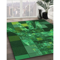 Patterned Deep Emerald Green Rug, pat1685grn