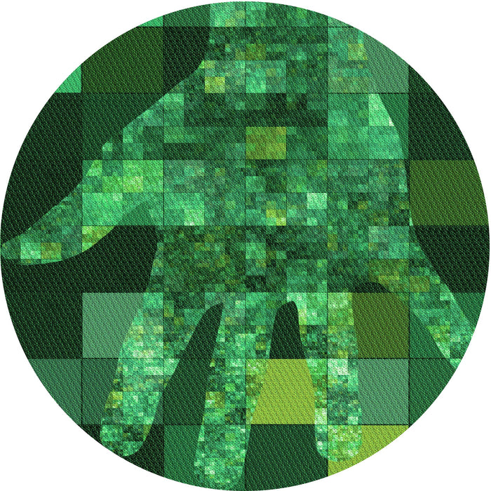 Square Machine Washable Transitional Deep Emerald Green Rug in a Living Room, wshpat1685grn