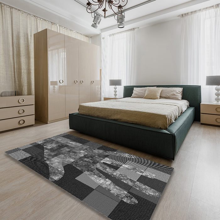 Patterned Gray Rug in a Bedroom, pat1685gry