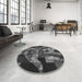 Round Patterned Gray Rug in a Office, pat1685gry