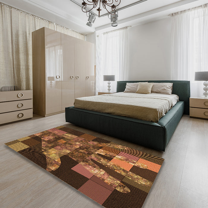 Patterned Red Rug in a Bedroom, pat1685org