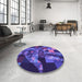 Round Patterned Light Slate Blue Rug in a Office, pat1685pur