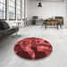 Round Patterned Cranberry Red Rug in a Office, pat1685rd