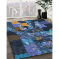 Patterned Deep-Sea Blue Novelty Rug, pat1685