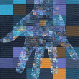 Square Patterned Deep-Sea Blue Novelty Rug, pat1685