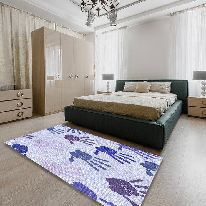 Patterned Lavender Blue Rug in a Bedroom, pat1686blu