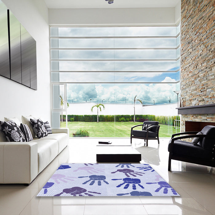 Square Patterned Lavender Blue Rug in a Living Room, pat1686blu