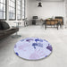 Round Patterned Lavender Blue Rug in a Office, pat1686blu